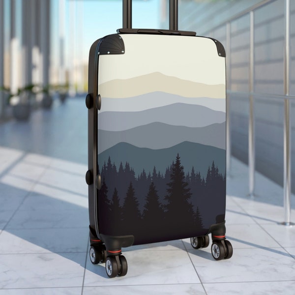 Mountains Suitcase, Personalized Luggage, Forest Vista Carry-On, Roller Bag, Custom Suitcase Weekender Bag, Small, Medium, Large