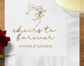 Personalized Wedding Cocktail Foil Napkins, Rehearsal Dinner Cocktail Napkins, Bridal Cocktail Napkins, Wedding Guests