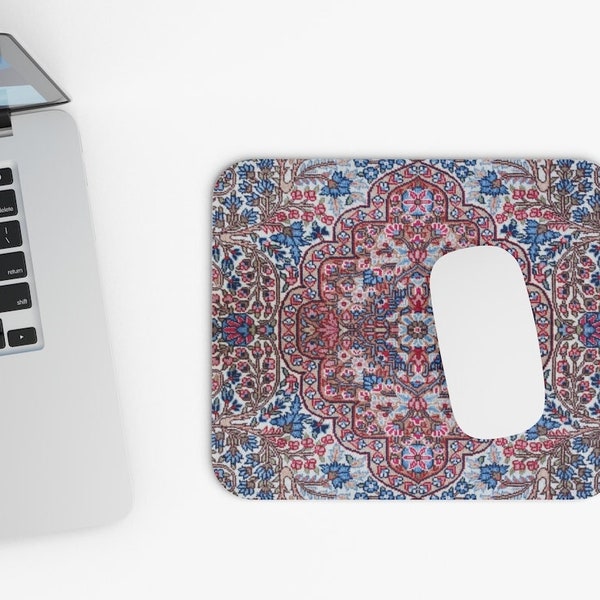 Mouse Pad in Sarouk Rug Persian Oriental Carpet Design Desk and Office & Gaming Accessories Gift for Co-Workers 9" x 8" inches
