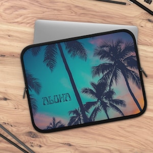 Laptop Sleeve 7/10/13/15/17 in. Aloha Hawaii Palm Trees Neoprene Water-Resistant Computer Case iPad Tablet, MacBook Pro, Air, Chromebook