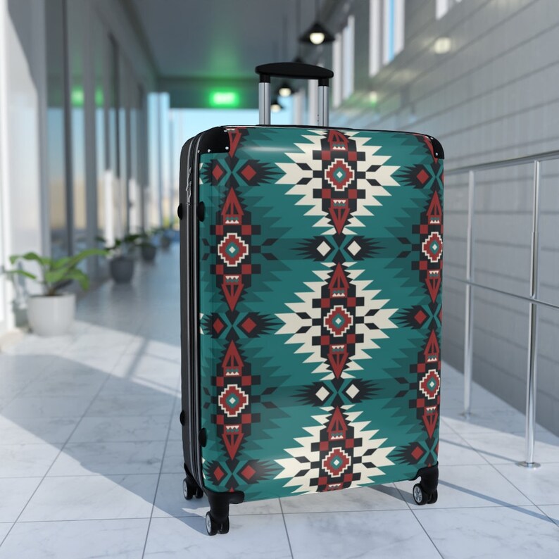 Turquoise Native American Cabin Suitcase Southwestern Carryon Etsy