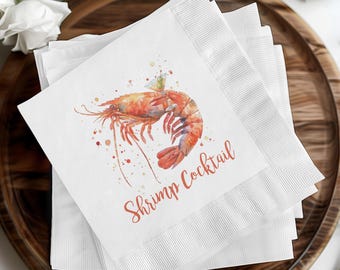 Guardanapos personalizados para coquetel de camarão: decoração para festas costeiras