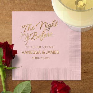 Personalized The Night Before Cocktail Napkins, Rehearsal Cocktail Foil Napkins, Rehearsal Dinner Decorations, Wedding Beverage Cocktail