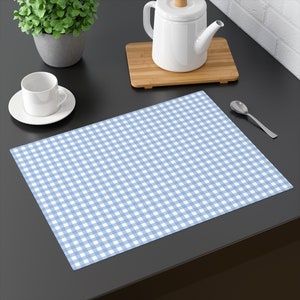 Blue Gingham Placemat Sets Check Pattern 100% Cotton Placemat Tabletop Decor Farmhouse Decor Kitchen Dining 18"x 14" in. Set of 2,4,6,8