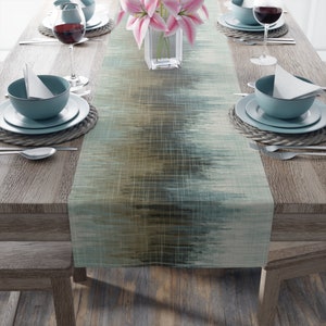 Tundra Table Runner, Ombre Pattern Table Runner, Neutral Ombre Green Table Runner, Table Runner, Housewarming Gift ( Cotton, Poly)