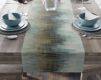 Tundra Table Runner, Ombre Pattern Table Runner, Neutral Ombre Green Table Runner, Table Runner, Housewarming Gift ( Cotton, Poly)