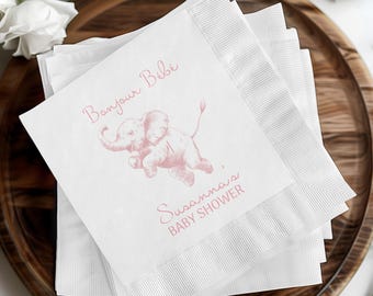 Babyparty personalisierte Getränkeservietten, individuelles Partydekor, Bonjour Bebe Partyzubehör, Babypartyzubehör