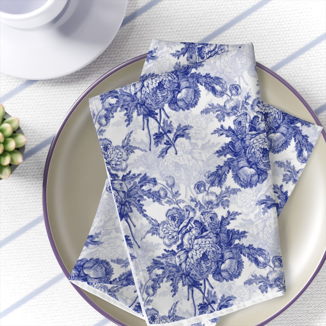 Blue Toile Napkins Set of 4 Chinoiserie Napkins Blue Toile De Jouy