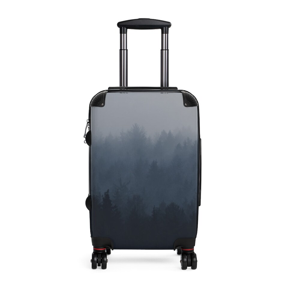 Discover Misty Pines Ombre Forest Landscape Cabin Suitcase