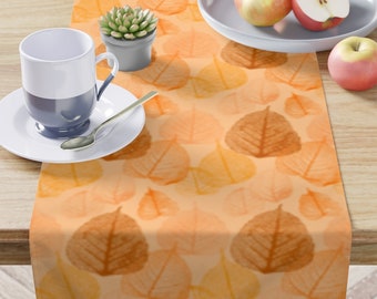 Table Runner in Translucent Autumn Leaves Thanksgiving Decor for Entertaining, Housewarming and Tabletop Decor 16"x 90" in.