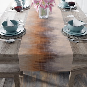 Table Runner in Neutral Ombre Watercolor Pattern Dining Decor for Entertaining, Housewarming and Tabletop Decor 16&quot;x 72&quot; in (Cotton, Poly)