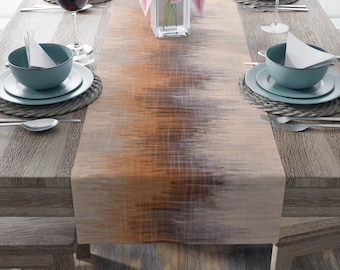 Chemin de table dans un décor de salle à manger à motif aquarelle neutre ombré pour le divertissement, la pendaison de crémaillère et la décoration de table 16 "x 72" (coton, poly)