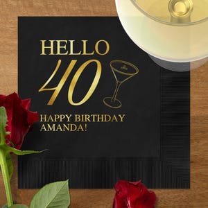 Hello 40 Birthday Napkins, Cocktail Party Napkins, 40th Birthday Party Supplies, Age 40 Party Decor, Milestone Birthday Cocktail Napkins