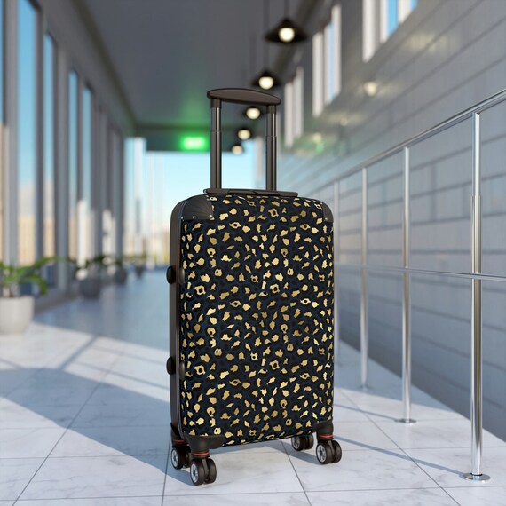 Small leopard cheap print suitcase