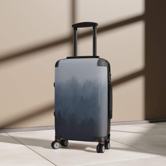 Disover Misty Pines Ombre Forest Landscape Cabin Suitcase