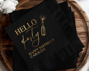 Personalized Birthday Foil Cocktail Napkins, Custom Milestone Birthday Cocktails Napkins, 30th, 40th, 50th, 60th, 70th Birthday Foil