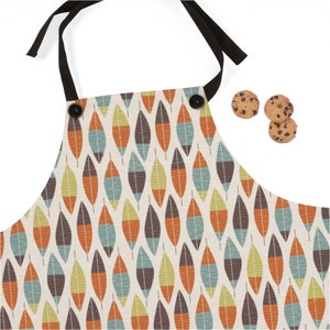Chef&#39;s Apron Mid-Century Modern Print Pizza Apron Housewarming Birthday Gift for Foodies, Cooks, Chefs, Bakers, Grillers & Food Lovers