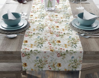 Floral Table Runner, Jardin de Printemps Table Runner, Spring Table Runner, Housewarming Gift, Wedding Decor , Bridal Shower (Cotton,Poly)