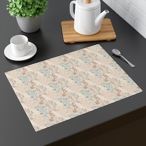 Wildflower Placemat Sets, Boho Floral 100% Cotton Place Mats, Flax Wildflower Placemat, Farmhouse Decor 18&quot;x 14&quot; in.Set of 2,4, 6,8