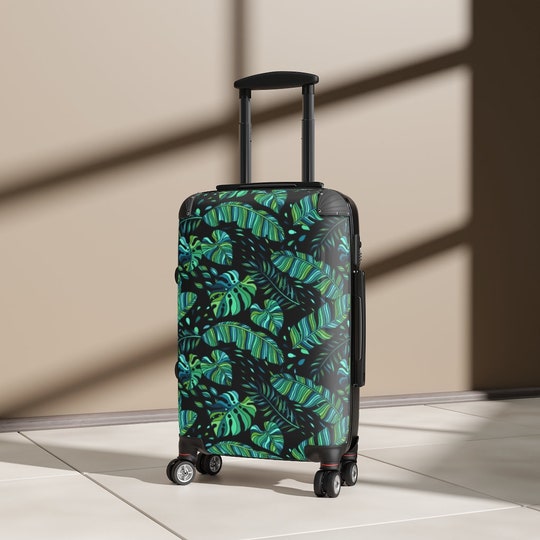 Disover Tropical Foliage Banana & Monstera Leaves Cabin Suitcase