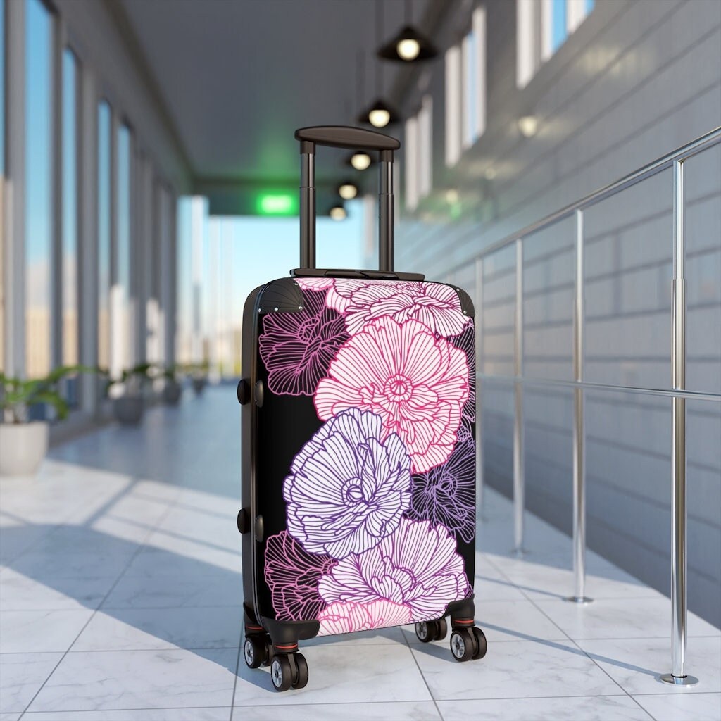 Cabin Suitcase Pop Art Abstract Poppy Silhouette Print Carry on
