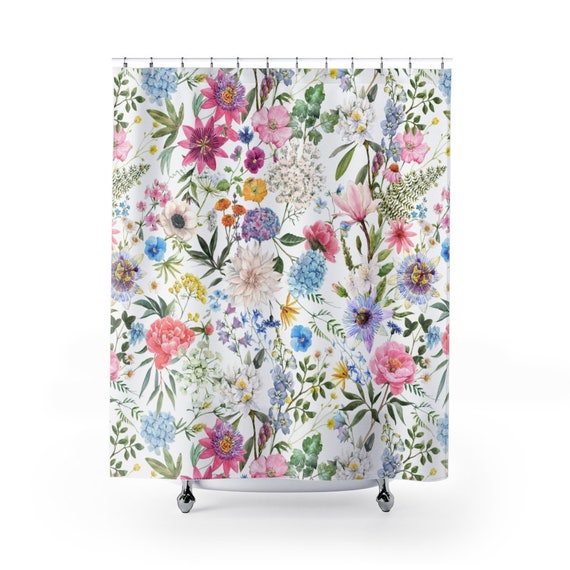 Shower Curtain in English Garden Print Custom Design Home Bathroom Decor & Accessories