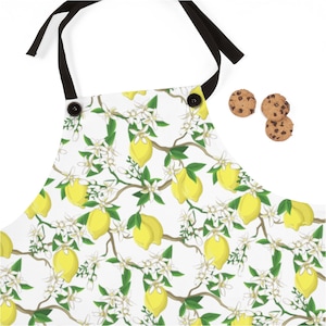 Chef&#39;s Apron Lemon Blossom and Vines Print Pizza Apron Housewarming Birthday Gift for Foodies, Cooks, Chefs, Bakers, Grillers & Food Lovers