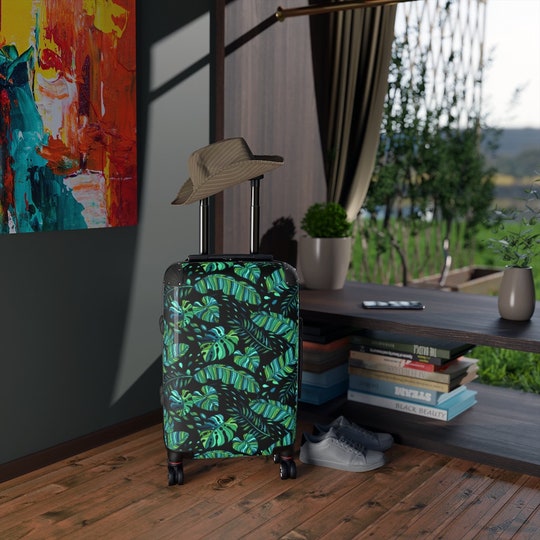 Disover Tropical Foliage Banana & Monstera Leaves Cabin Suitcase