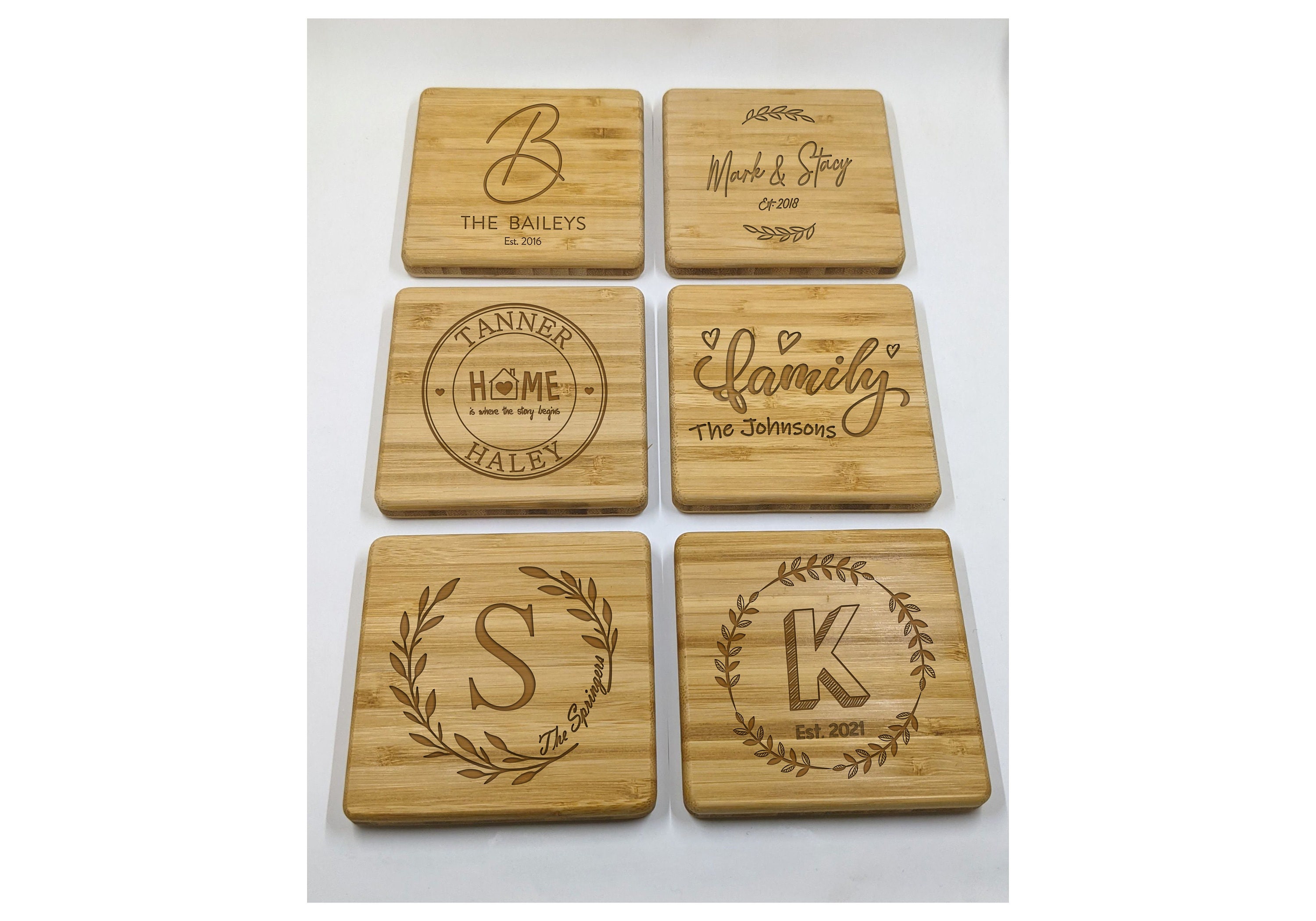 Set of 4 Personalized Drink Coasters Wedding Gift Engraved Etsy