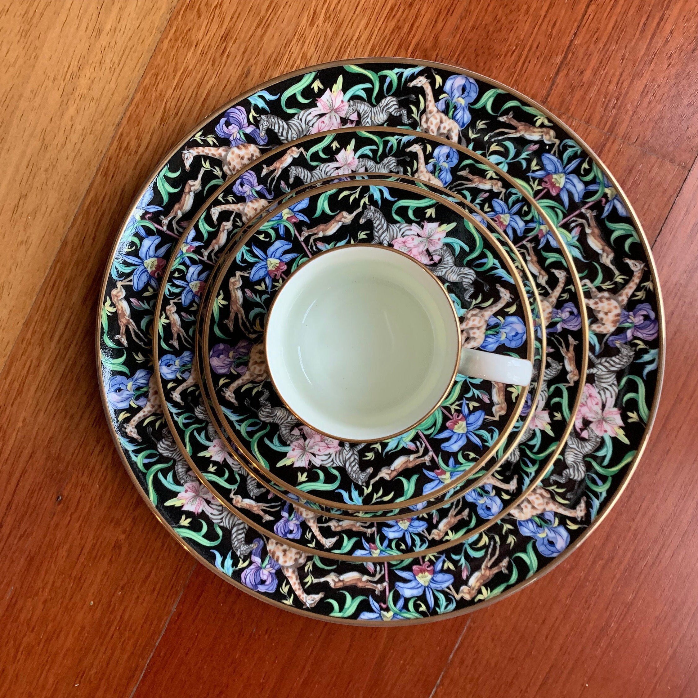 Full Set of Menagerie Black Fine China by Franciscan Etsy