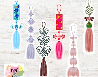 Tour of Korea stickers, Korean stickers, Korean hanbok, Korean accessories stickers, korean art, norigae stickers, norigae accessories