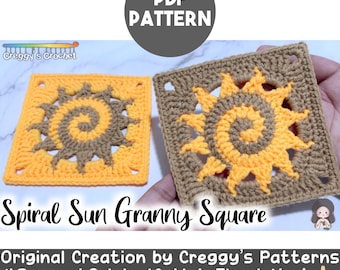 Crochet Spiral Sun Granny Square | PDF Pattern