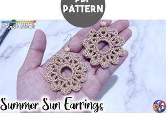 Crochet Summer Sun Earrings | PDF Pattern