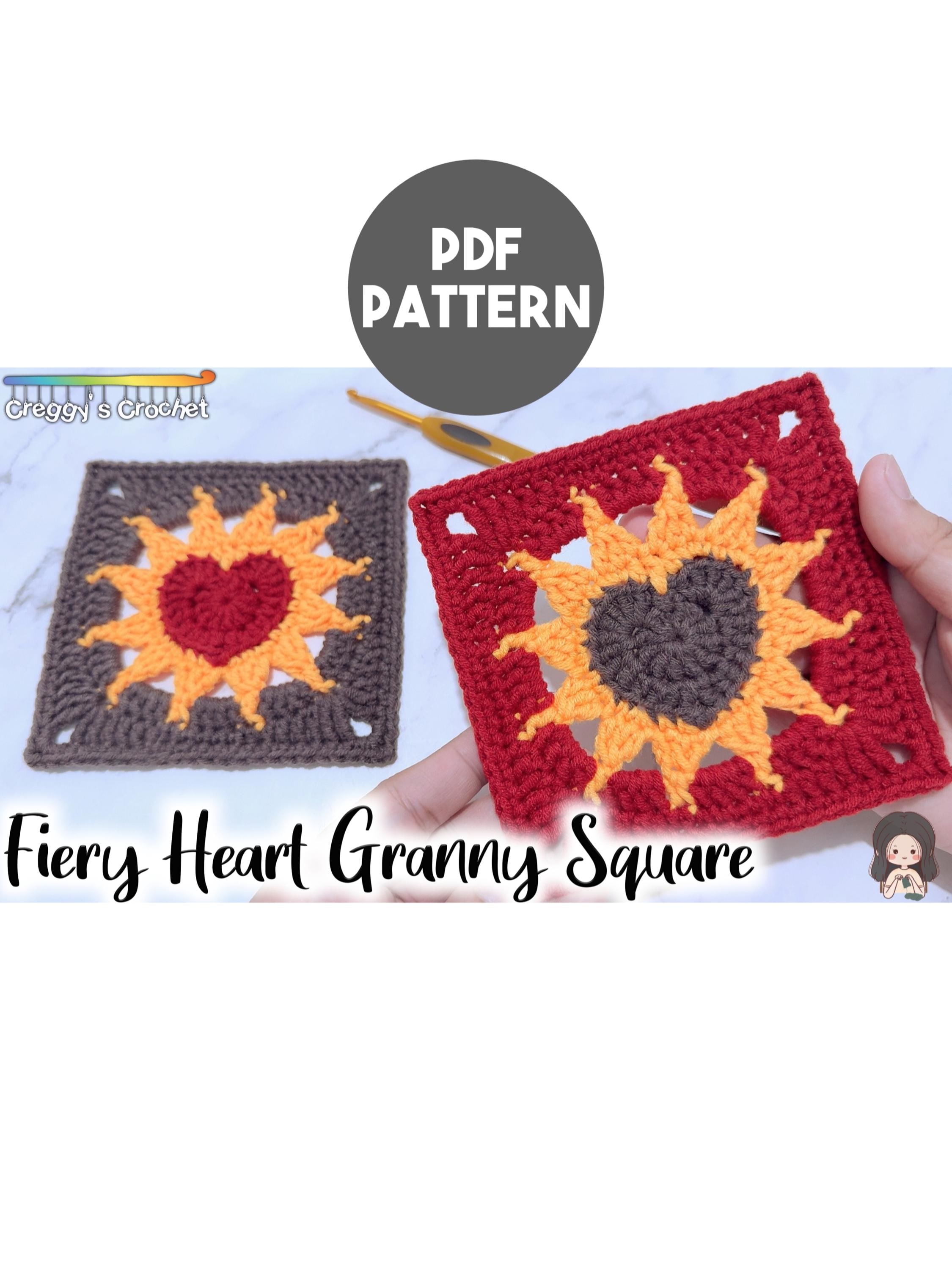 39 Heart Granny Square Crochet Patterns for Blankets, Bags, and Sweet Motifs 39 Crochet Fiery Heart Granny Square