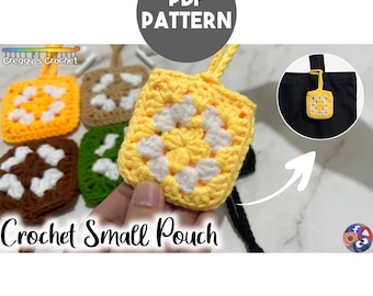 Bolsita pequeña cuadrada de ganchillo estilo abuela / Patrón en PDF