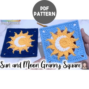 Crochet Sun and Moon Granny Square | PDF Pattern