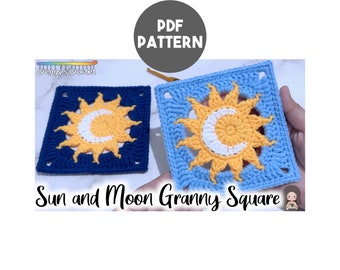 Cuadrado de la abuela Sol y Luna a crochet / Patrón PDF