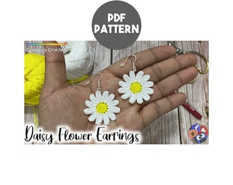 Crochet Daisy Flower Earrings | PDF Pattern