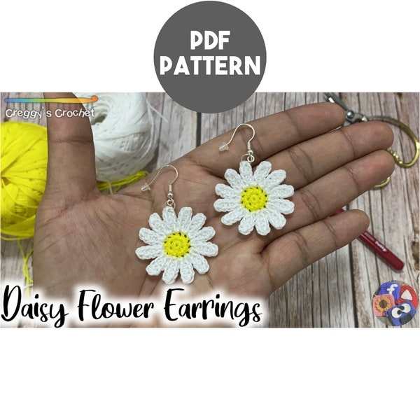 Crochet Daisy Flower Earrings | PDF Pattern
