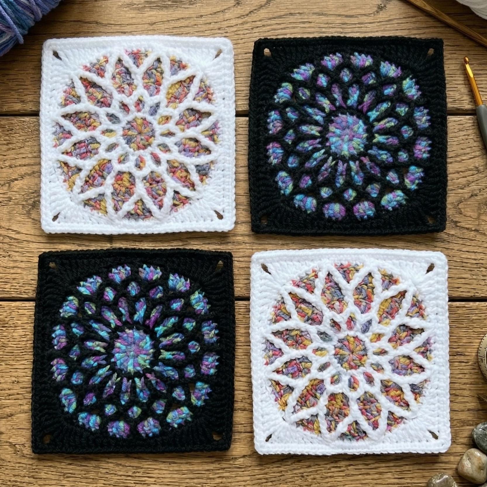 21 Stained Glass Crochet Patterns for Colorful Blankets, Squares, and More 20 Stained Glass Granny Square Bundle (No. 1 & 3)