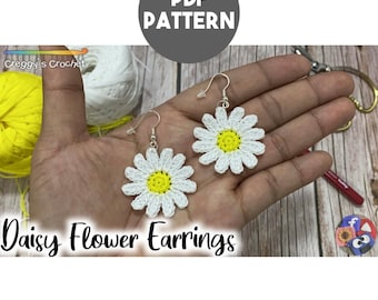 Crochet Daisy Flower Earrings | PDF Pattern