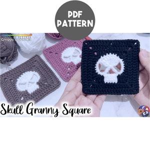 Crochet Skull Granny Square | PDF Pattern