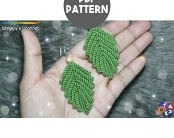 Crochet Leaf Earrings | PDF Pattern