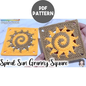 Crochet Spiral Sun Granny Square | PDF Pattern
