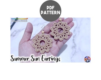 Crochet Summer Sun Earrings | PDF Pattern