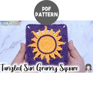 Crochet Tangled Sun Granny Square | PDF Pattern