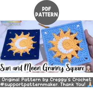 Patrón PDF de Cuadrado de la abuela Sol y Luna a crochet
