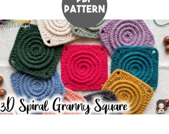 Crochet 3D Spiral Granny Square | PDF Pattern