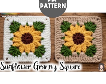 Crochet Sunflower Granny Square | PDF Pattern