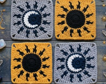 Celestial Duo: Sunlight & Moonlight Granny Square Bundle (2-in-1 Pack) | PDF Pattern